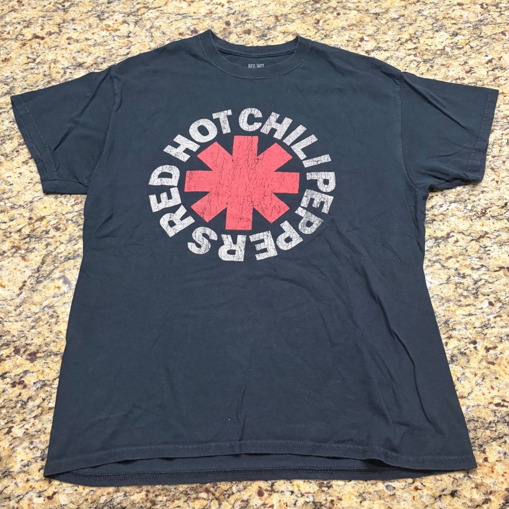 Red Hot Chili Peppers Asterisk Logo Graphic T-Shirt Mens Large Black Rock  ws